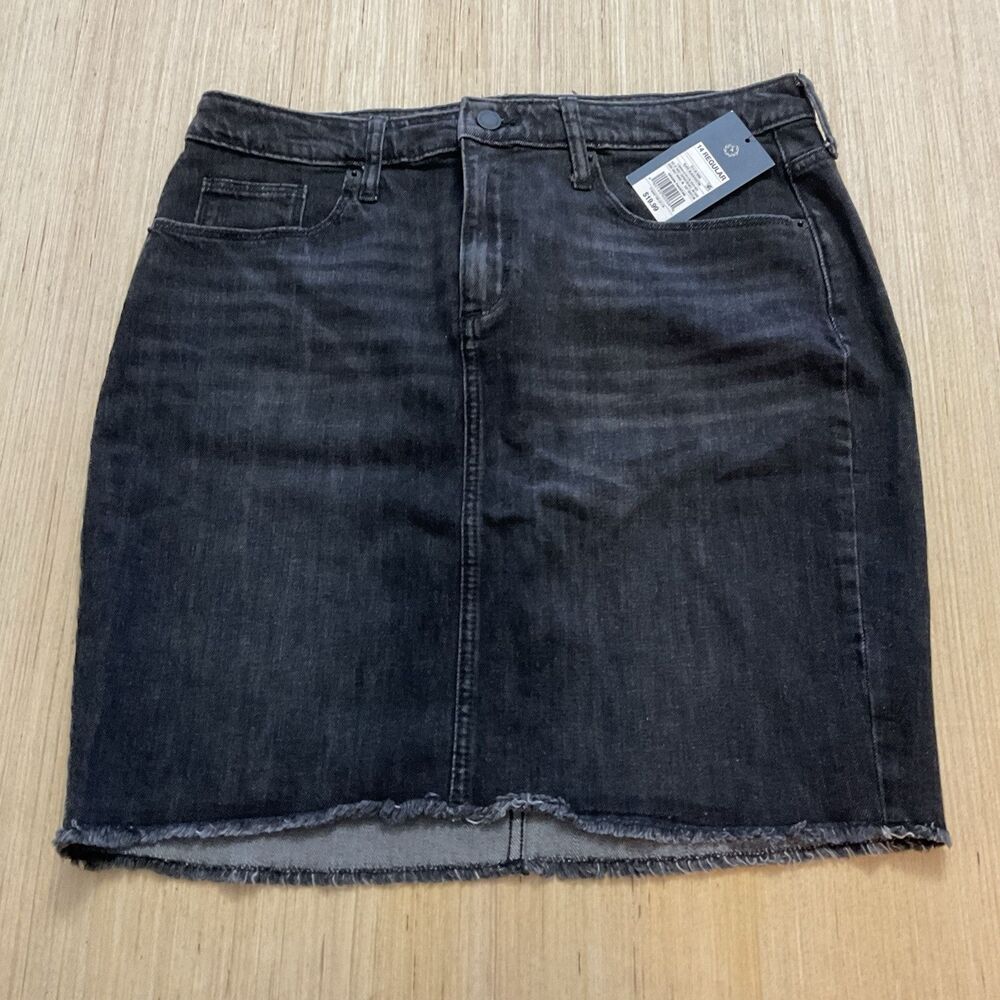Universal Thread Pencil Skirt Slate Charcoal Black Raw Hem Denim Womens Size 14R